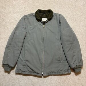 Vtg 50s Field & Stream Deck Jacket Mens 40 Green Faux Fur Lined Military Bomber